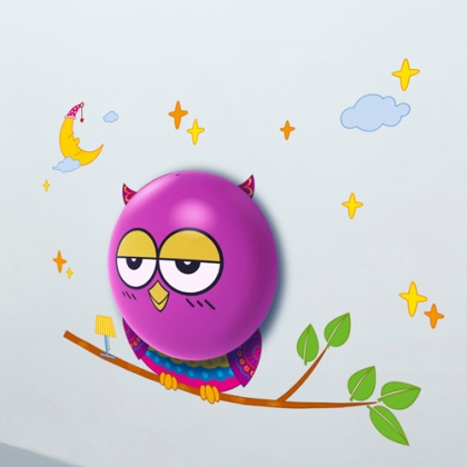 Stickers Angel Owl Wall Night Light, light-operated and Eco-friendly